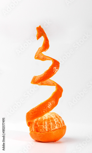 close-up of one peeled tangerine