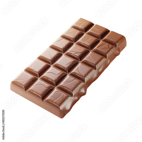 3D Glossy Milk Chocolate Bar Sweet Illustration isolated on transparent background
