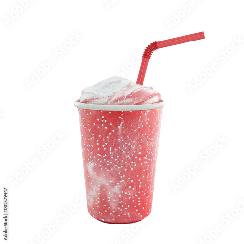 3D Strawberry Milkshake Cup Creamy Dessert Illustration isolated on transparent background