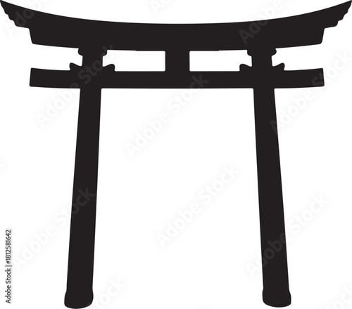 Black silhouette of a Japanese torii gate japanese architecture