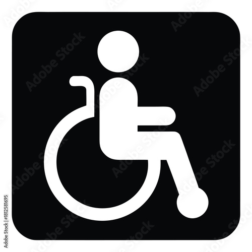 Wheelchair user black square accessible restroom icon silhouette