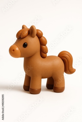 Light Brown Kawaii Pony, Side View, 3D Render