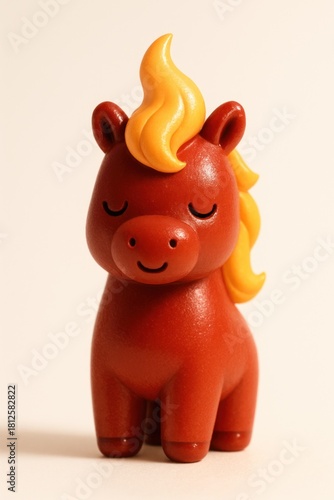 Cute Orange Pony with Surprised Eyes, Kawaii 3D