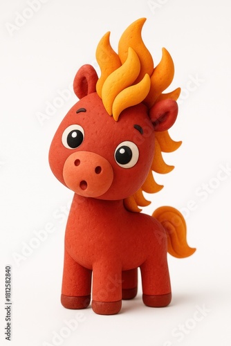 Rearing Orange Kawaii Horse, 3D Render