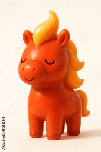 Cute Orange Pony with Surprised Eyes, Kawaii 3D