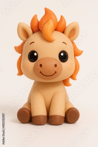 Cute Light Brown Kawaii Horse, 3D Character