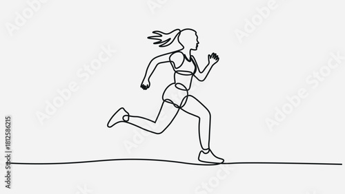 Minimalist One-Line Drawing of a Running Woman