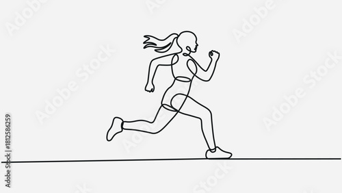 Minimalist One-Line Drawing of a Running Woman