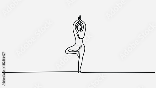  Continuous One-Line Art of a Woman in Yoga Headstand Pose