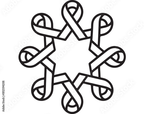 Abstract ribbon knot vector design simple outline graphic element isolated on white background