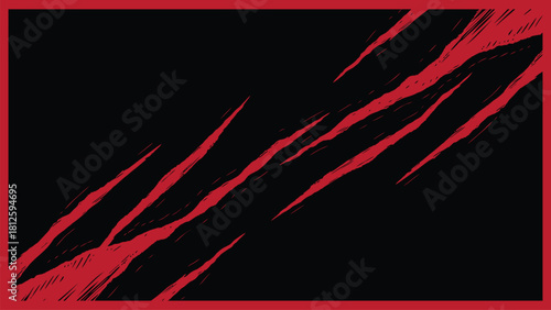 Bold crimson brushstrokes slashing through darkness create a dynamic, intense and edgy background design