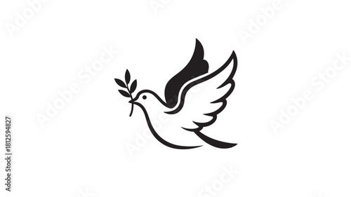 Dove with olive branch vector illustration symbol of peace and hope isolated on white background