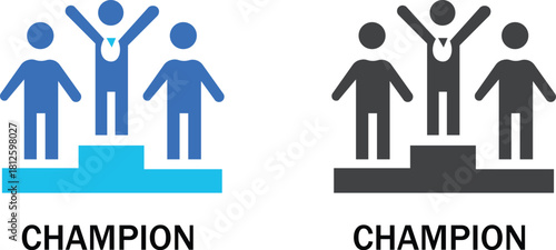 Champion icon position stick figure win 
