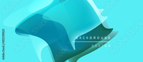 Abstract fluid shapes, turquoise hues, dynamic composition. Modern design element, suitable for backgrounds, presentations. Smooth gradients present.