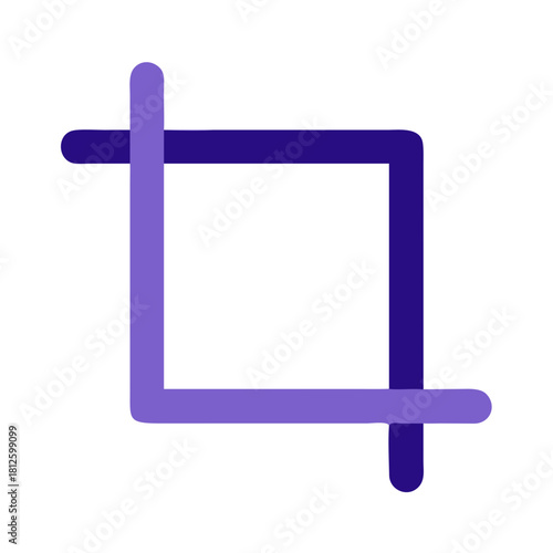 Purple crop tool icon in minimal flat style