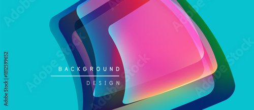 Abstract colorful layers overlap, creating vibrant visual effect. Background features turquoise hue, text reads background design.