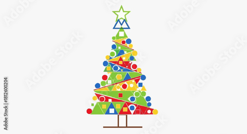 christmas tree made of colorful ribbons