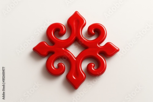Red Kazakh Geometric Ornament, 3D Decoration