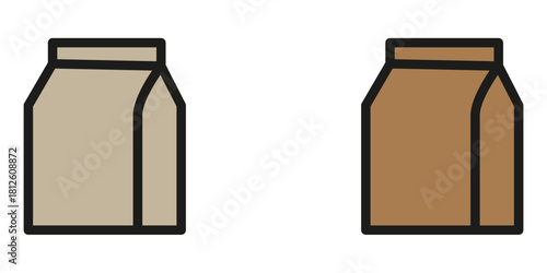 Two minimalist brown lunch bags ready for a delicious meal, perfect for school lunches or picnics, simple and eco friendly packaging design