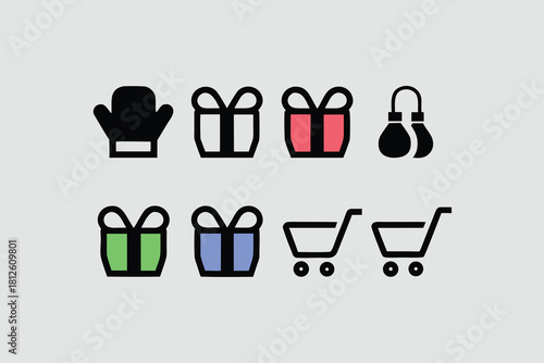 Flat vector icon collection for Boxing Day sale.