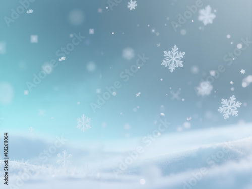 Wallpaper Mural Snowflakes falling gently in winter landscape with soft blue background   Torontodigital.ca