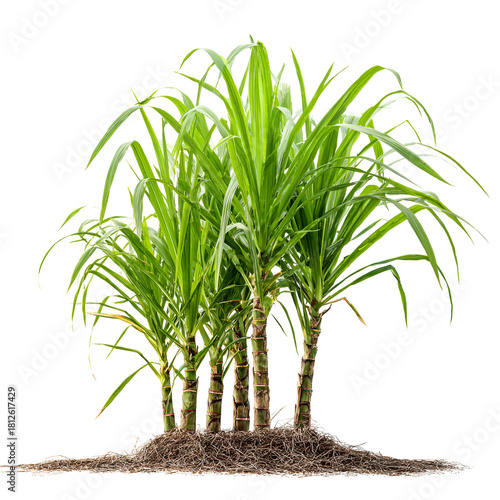 Fresh Green Sugarcane Plant Isolated
