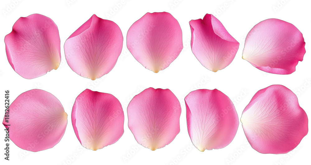 Fototapeta premium A set of pink rose petals arranged in two rows