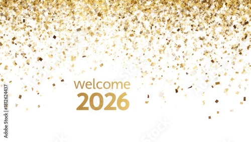 Welcoming the Year 2026 with Golden Confetti Celebration.