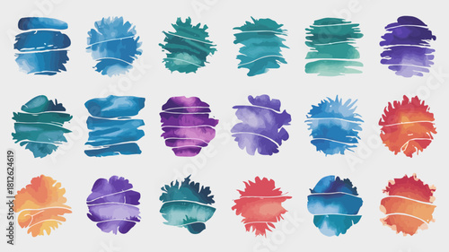 Colorful abstract brush stroke patterns in various vibrant shades and shapes