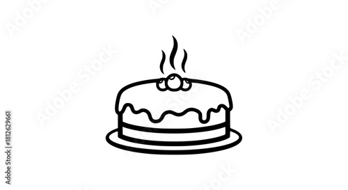 Warm cake drawing black white icon