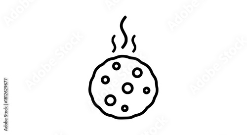 Hot cookie meal black white icon