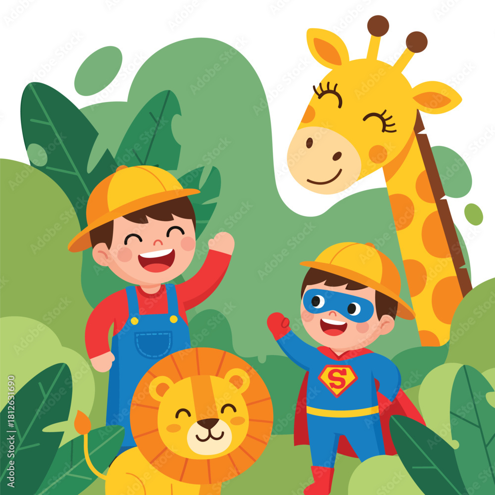 Fototapeta premium Children's Animal Playtime
