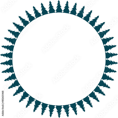 New Year frame. Cute simple Christmas tree frame. Nature template to write text matter. Tree elements