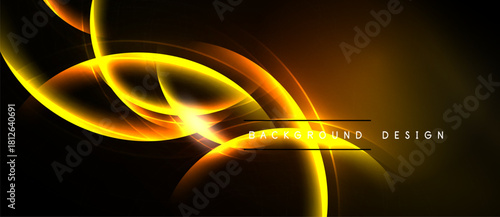 Abstract golden lines create dynamic energy. Dark background emphasizes bright curves, forming modern design element.
