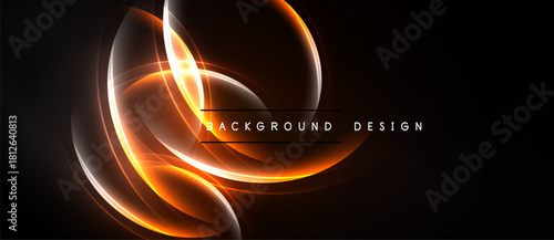 Abstract glowing lines form dynamic shapes. Orange hues contrast dark background. Modern design element for digital projects.