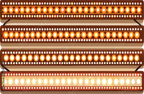 Vintage illuminated sign with glowing bulbs, bringing retro flair to your designs, perfect for entertainment, theater, and classic themes