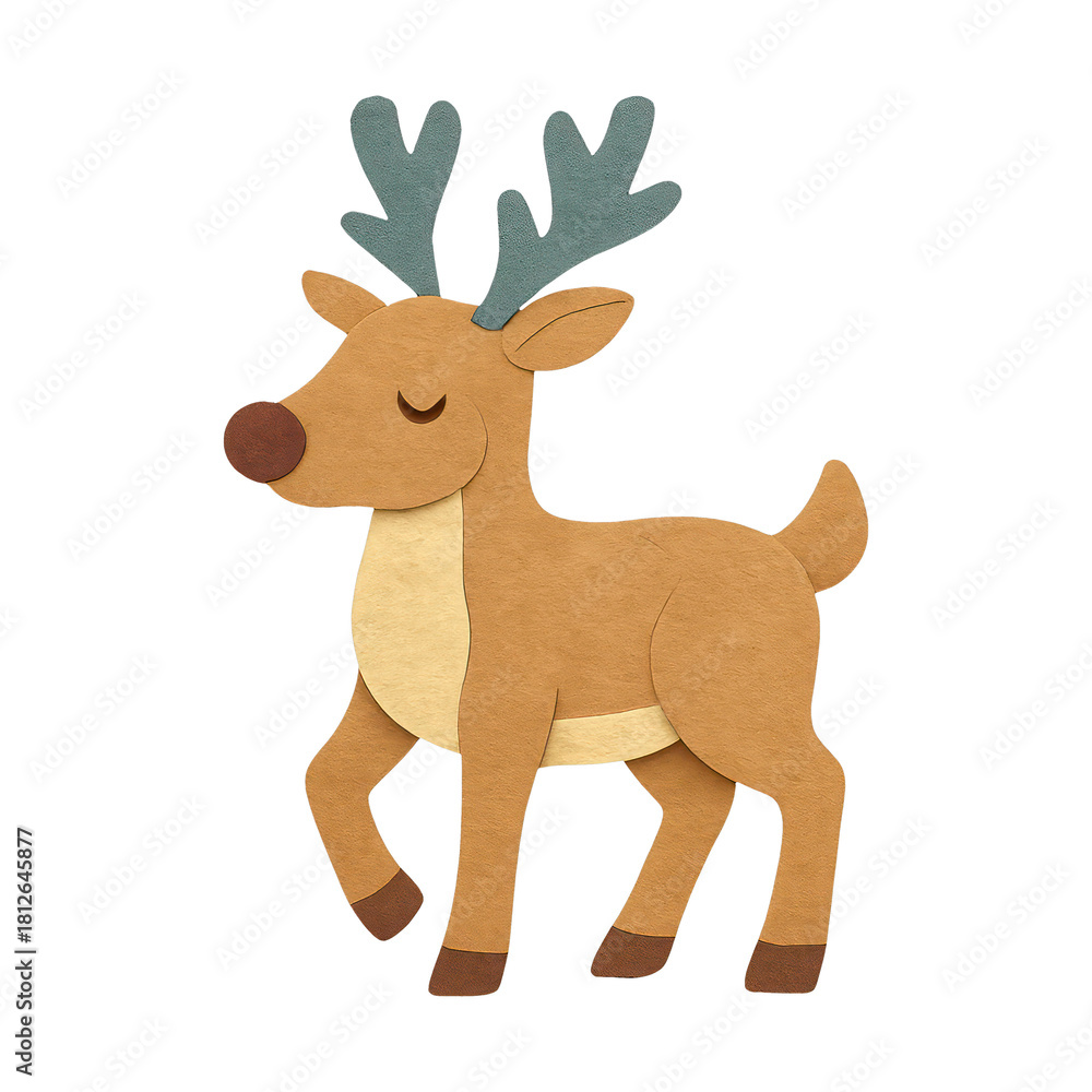 Obraz premium PNG Cute reindeer paper craft illustration.