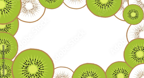 Refreshing Sliced Kiwi Fruit Border Frame Background Design with Copy Space