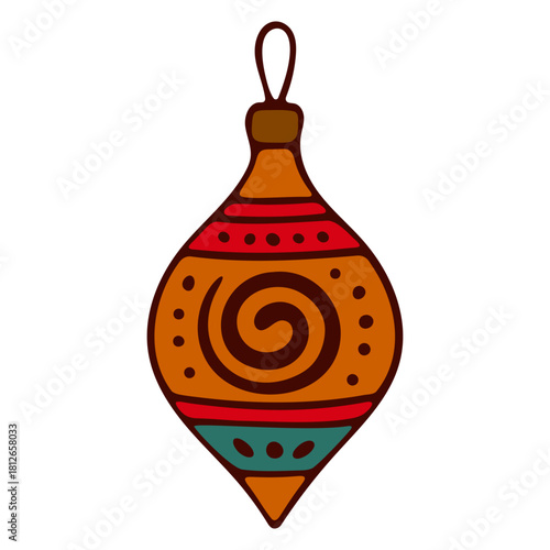 Vibrant folk inspired ornament featuring bold swirls, geometric accents, and warm earthy tones, perfect for festive, cultural, or handcrafted design themes.