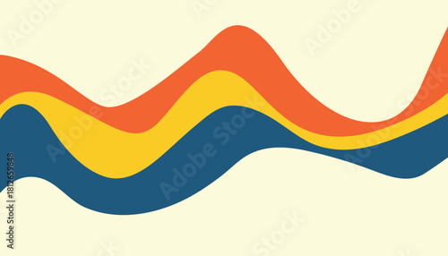 Color wave bands flowing across beige space in smooth layered motion