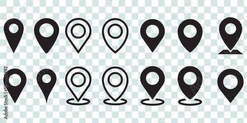 Set of red map pin icons. Design can use for web and mobile app. Vector illustration