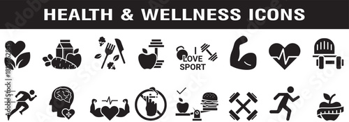 Wellness web icon set in line style. Relaxation, spa, sleep, yoga, health, lifestyle, spiritual practice, meditation, collection. Vector illustration.