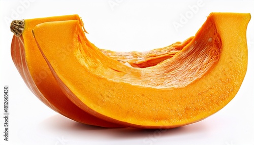 Sliced Fresh Ripe Pumpkin Isolated On White Background