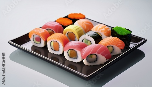 Colorful Sushi Plate With 3D Render
