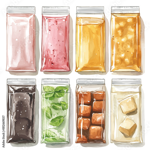 watercolor of Ziplock Bags, vector, isolated on a white background.
