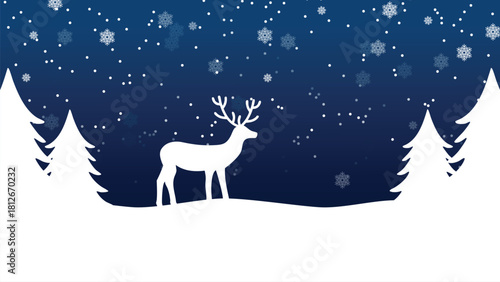 Christmas card with deer and forest 