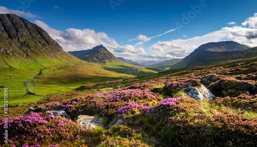 Scottish Highlands In Spring Are Characterized By Vibrant Green Scenery Blossoming Flowers And A Rejuvenating Atmosphere That Revitalizes Rugged Terrain