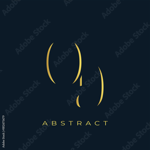 OD Abstract Golden Logo Design. Abstract Golden Symbol Composition on a Dark Navy Blue Background