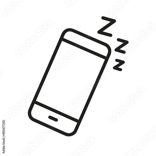Thin-line smartphone with fading “Z” icons, slightly angled, transparent PNG, ideal for visuals promoting “Do Not Disturb” mode to prevent sleep interruptions and reduce insomnia triggers.