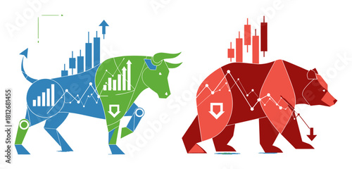 Geometric Abstract Stock Market Trading Vector Art - Modern Business Finance Design